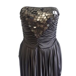 Gracia Jumpsuit Womens S Black Sequin Strapless Ruched Harem Pants Party Evening